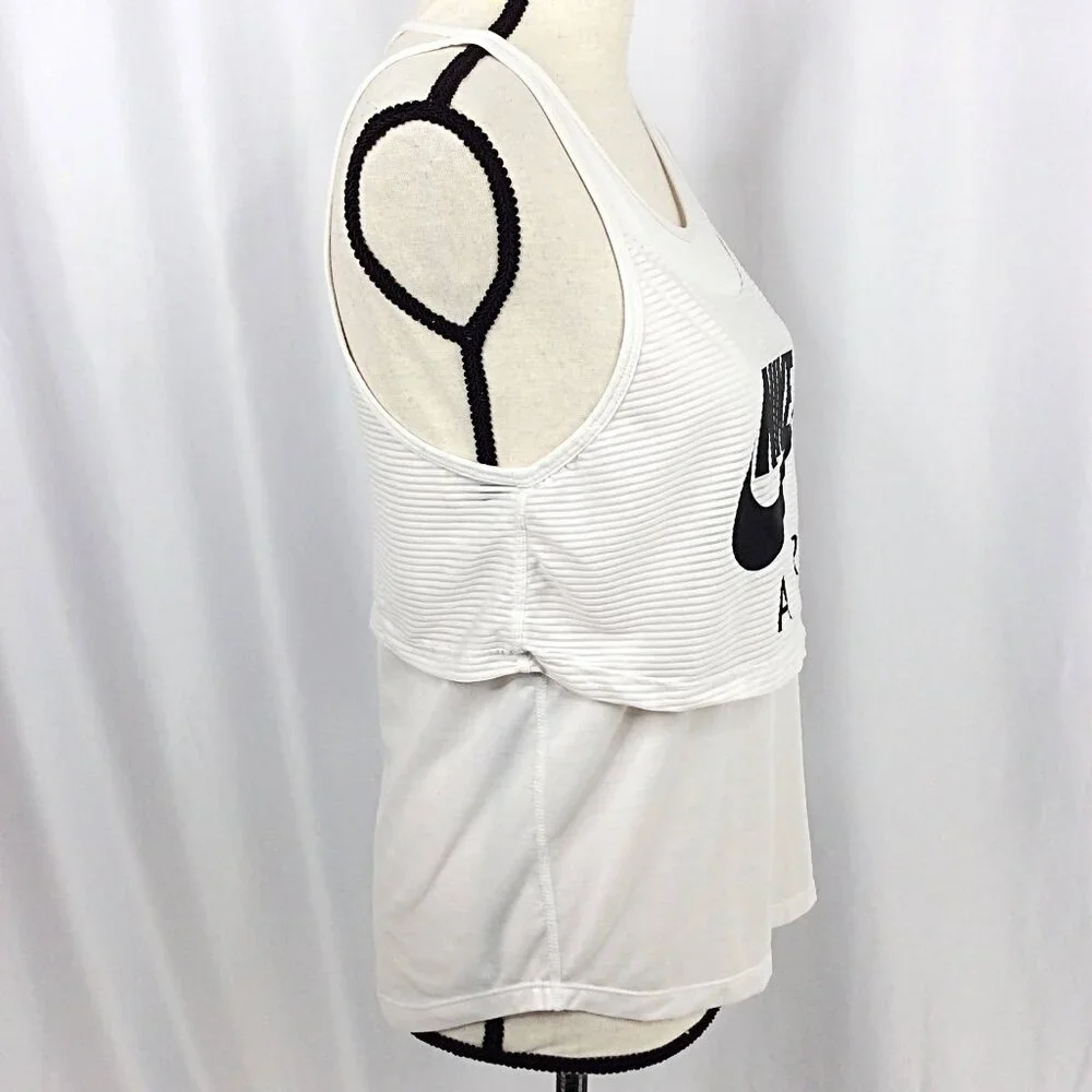 Nike AIR Women's Layered Tank‎ Top Size Small White Black Racerback